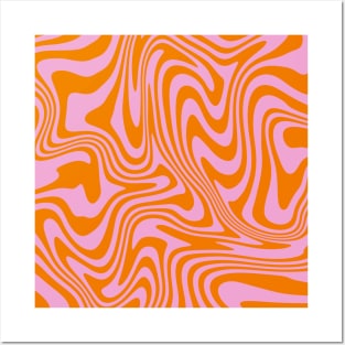 Orange Pink Bold Retro Swirl Abstract 70s Posters and Art